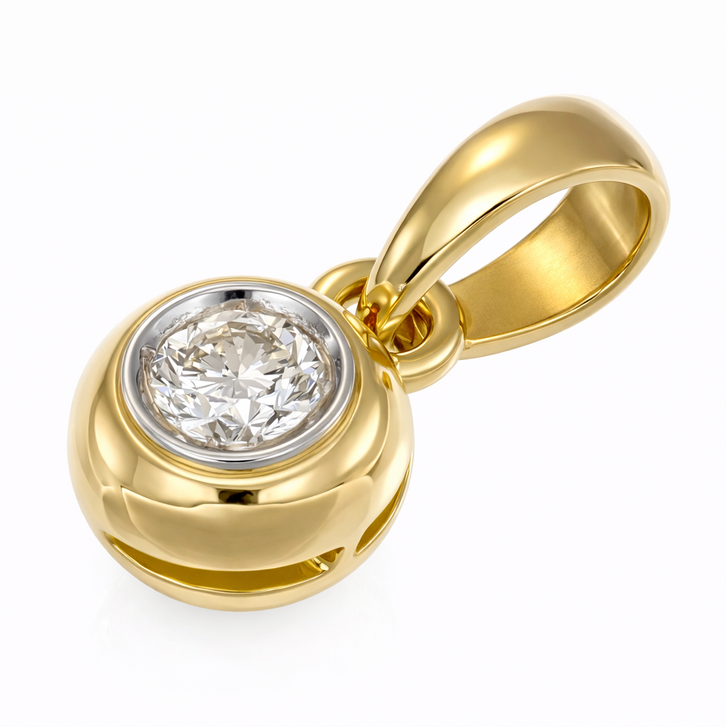 Ciondolo - 18 carati Oro giallo, Oro bianco - 0.18ct. tw. Diamante (Naturale)