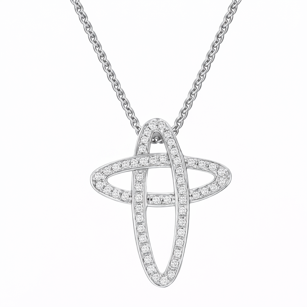 Collana con ciondolo - 18 carati Oro bianco - 0.54ct. tw. Diamante (Naturale) - Made in Italy - Handmade