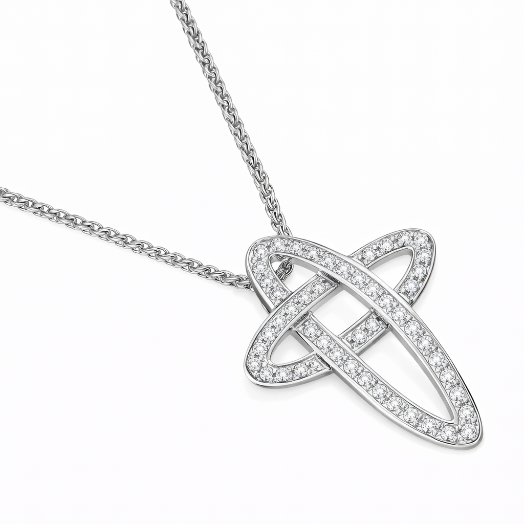 Collana con ciondolo - 18 carati Oro bianco - 0.54ct. tw. Diamante (Naturale) - Made in Italy - Handmade