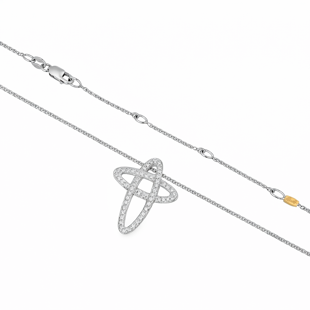 Collana con ciondolo - 18 carati Oro bianco - 0.54ct. tw. Diamante (Naturale) - Made in Italy - Handmade