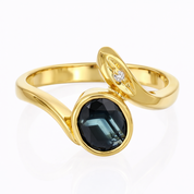 Anello - 18 carati Oro giallo - 1.02ct. tw. Zaffiro - Diamante