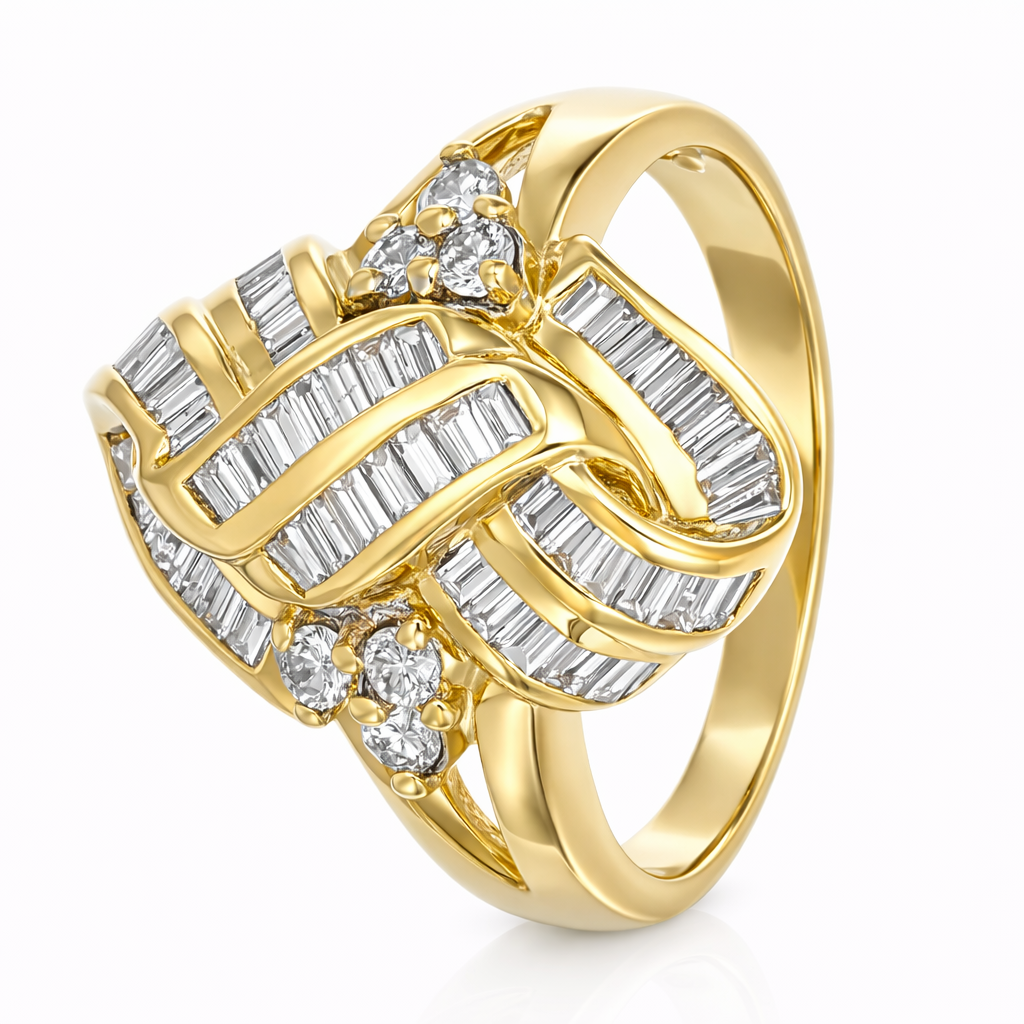 Anello da donna in oro giallo e oro bianco 18 carati