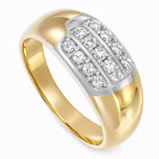 Anello - 18 carati Oro giallo, Oro bianco - 0.21ct. tw. Diamante (Naturale)