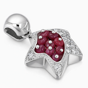 Ciondolo - 18 carati Oro bianco - 1.24ct. tw. Rubino - Diamante
