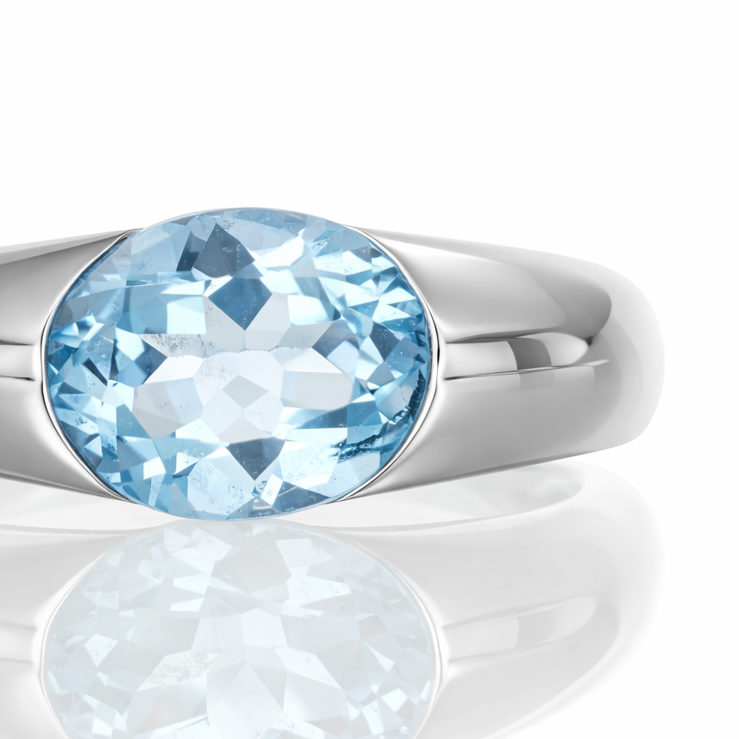 Anello - 18 carati Oro bianco - 2.75ct. tw. Acquamarina