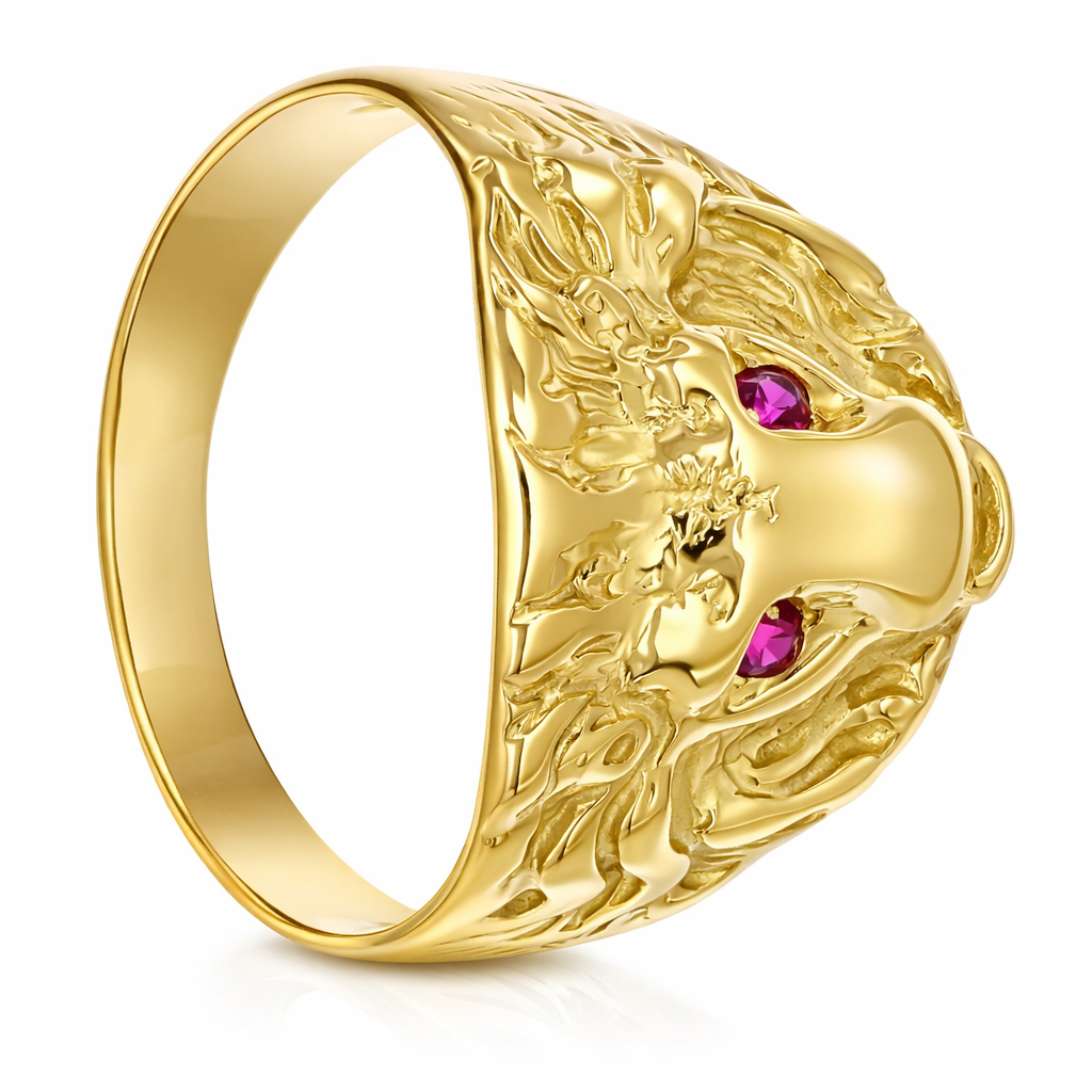 Anello in oro giallo 18 carati con due rubini