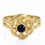 Anello da donna in oro giallo 18 carati con zaffiro