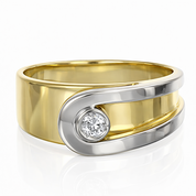 Anello da donna in oro giallo e oro bianco 18 carati con diamante naturale