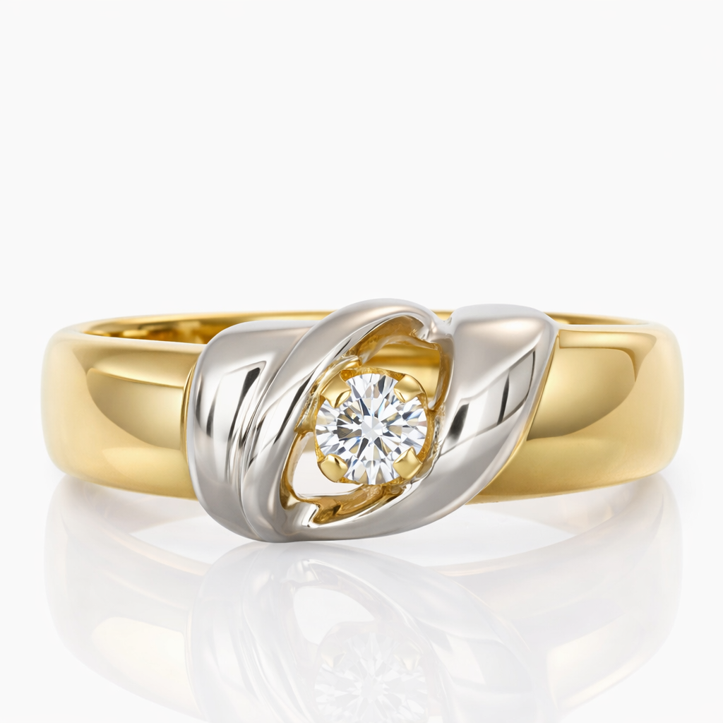 Anello da donna in oro bianco e oro giallo 18