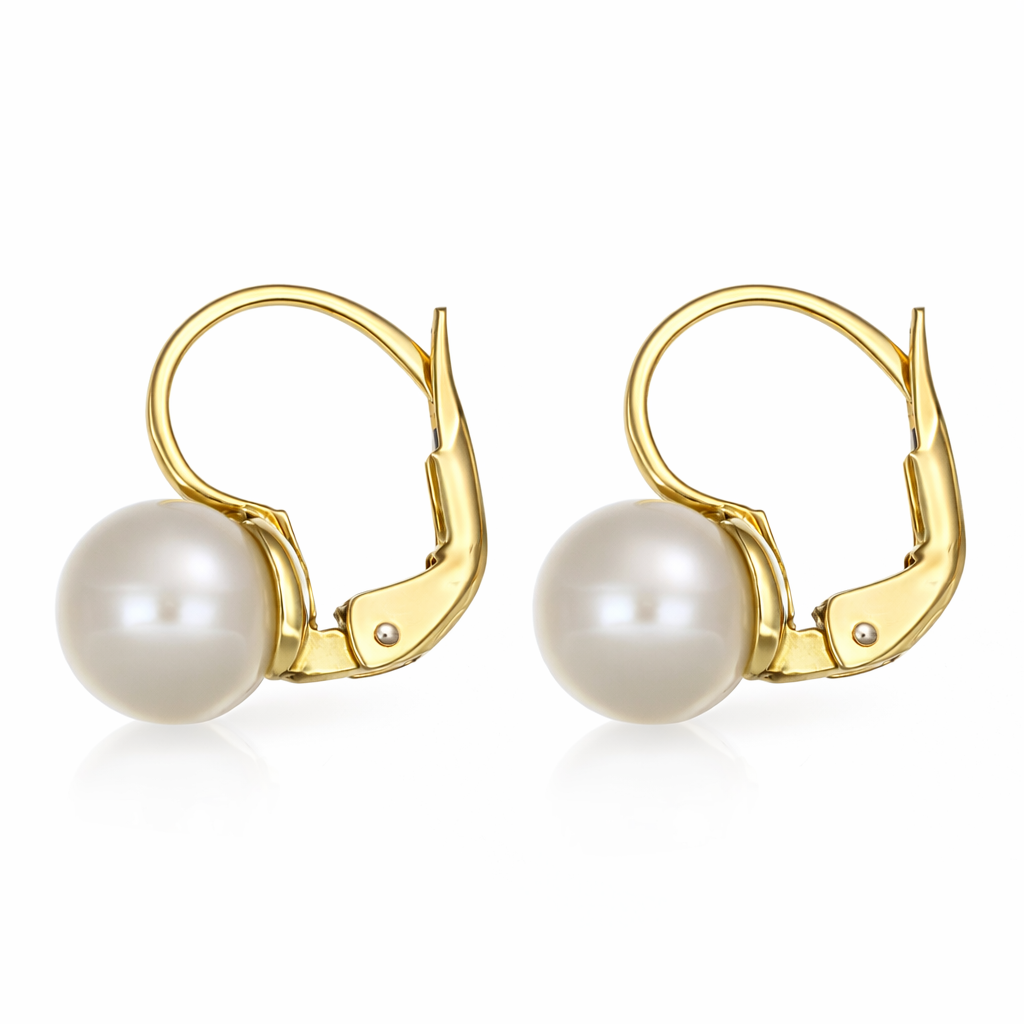 Coppia di orecchini da donna in oro giallo 18 carati con perle coltivate Akoya