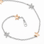 Bracciale - 18 carati Oro bianco, Oro giallo - 0.10ct. tw. Diamante (Naturale) - Made in Italy - Handmade