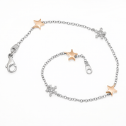 Bracciale - 18 carati Oro bianco, Oro giallo - 0.10ct. tw. Diamante (Naturale) - Made in Italy - Handmade