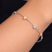Bracciale - 18 carati Oro bianco, Oro giallo - 0.10ct. tw. Diamante (Naturale) - Made in Italy - Handmade