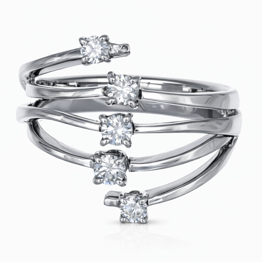 Anello - 18 carati Oro bianco - 0.48ct. tw. Diamante (Naturale)