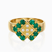 Anello - 18 carati Oro giallo - 0.70ct. tw. Smeraldo - Diamante