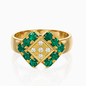 Anello - 18 carati Oro giallo - 0.70ct. tw. Smeraldo - Diamante