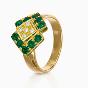 Anello - 18 carati Oro giallo - 0.70ct. tw. Smeraldo - Diamante