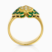 Anello - 18 carati Oro giallo - 0.70ct. tw. Smeraldo - Diamante
