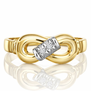 Anello - 18 carati Oro bianco, Oro giallo - 0.02ct. tw. Diamante (Naturale)