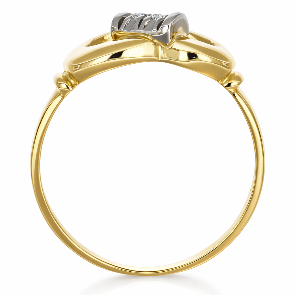 Anello - 18 carati Oro bianco, Oro giallo - 0.02ct. tw. Diamante (Naturale)