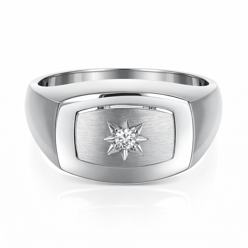 Anello - 18 carati Oro bianco - 0.03ct. tw. Diamante (Naturale)