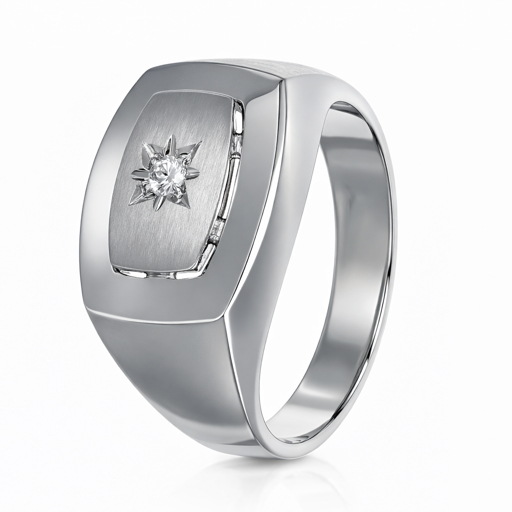 Anello - 18 carati Oro bianco - 0.03ct. tw. Diamante (Naturale)
