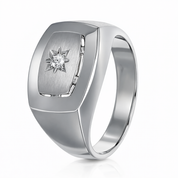 Anello - 18 carati Oro bianco - 0.03ct. tw. Diamante (Naturale)