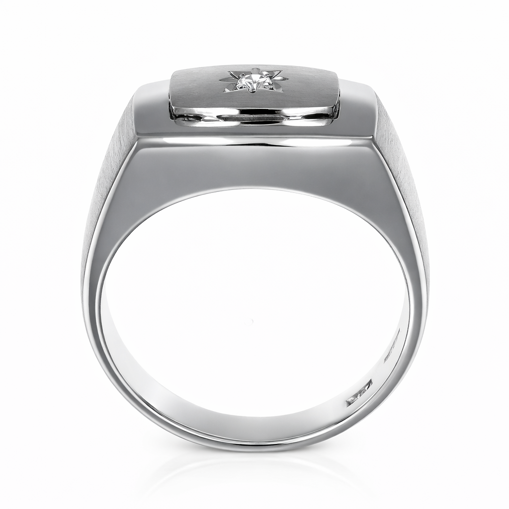 Anello - 18 carati Oro bianco - 0.03ct. tw. Diamante (Naturale)