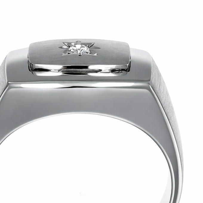 Anello - 18 carati Oro bianco - 0.03ct. tw. Diamante (Naturale)