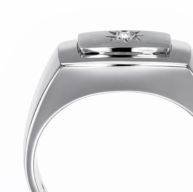 Anello - 18 carati Oro bianco - 0.03ct. tw. Diamante (Naturale)