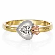Anello - 18 carati Oro giallo, Oro rosa, Oro bianco - 0.015ct. tw. Diamante (Naturale)
