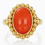 Anello - 18 carati Oro giallo Corallo