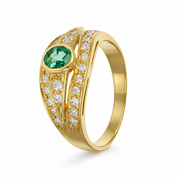Anello - 18 carati Oro giallo - 0.89ct. tw. Smeraldo - Diamante