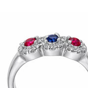 Anello - 18 carati Zaffiri - Rubini - Diamanti, Oro bianco - 0.60ct. tw.