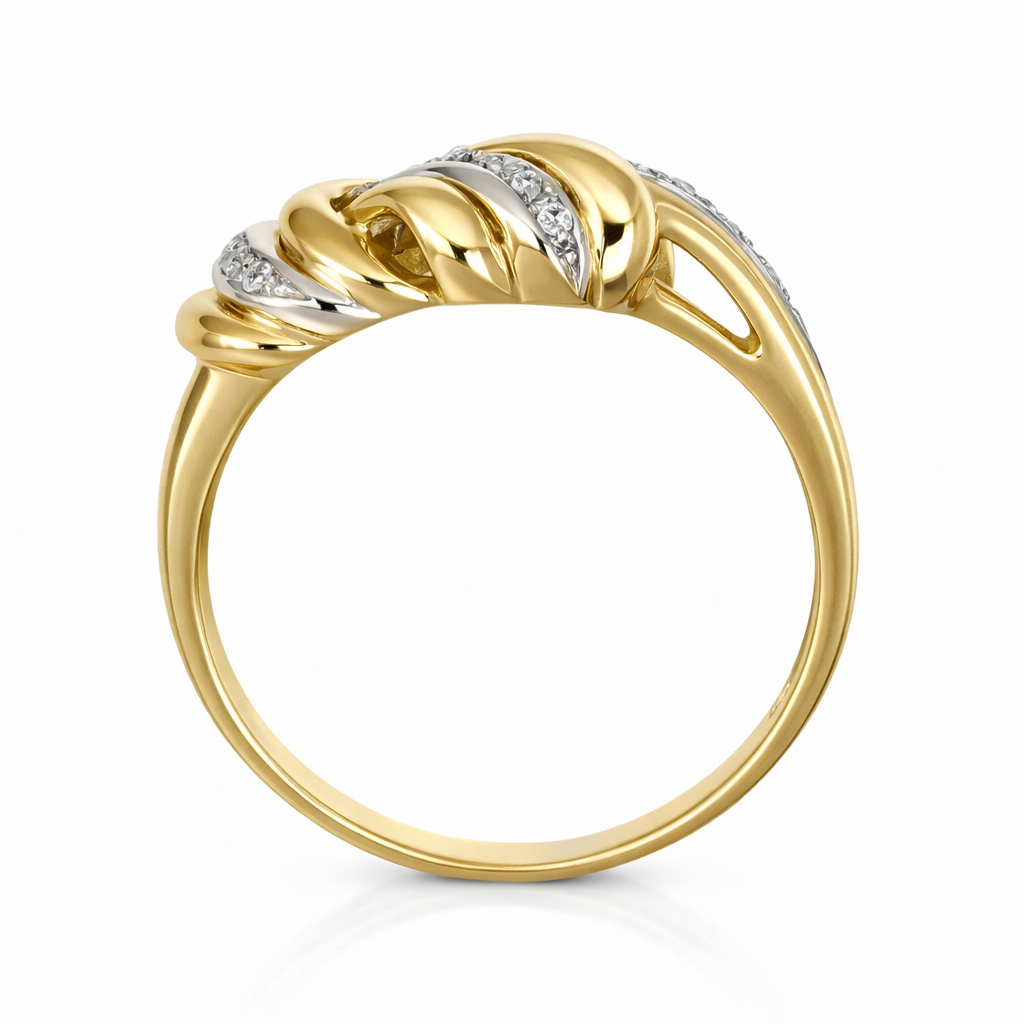 Anello - 18 carati Oro bianco, Oro giallo - 0.13ct. tw. Diamante (Naturale)