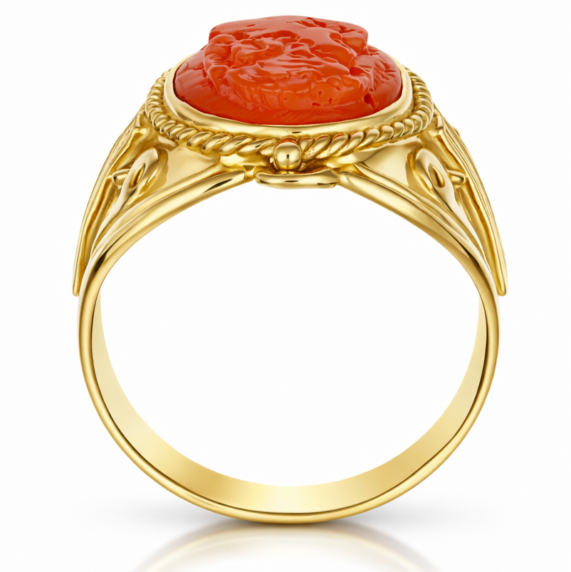 Anello - 18 carati Oro giallo Corallo