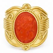 Anello - 18 carati Oro giallo Corallo