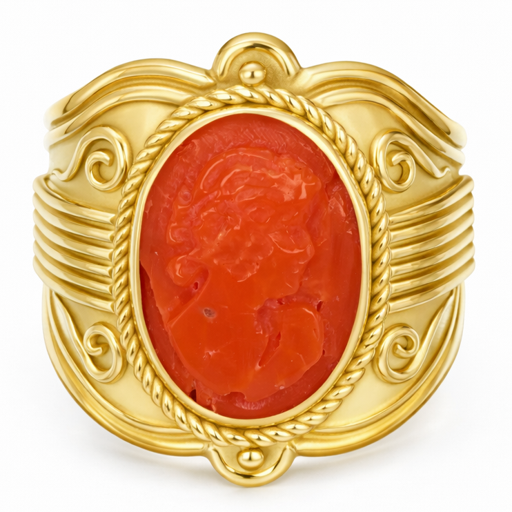 Anello - 18 carati Oro giallo Corallo