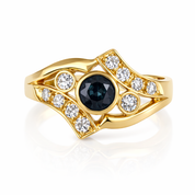 Anello - 18 carati Oro giallo - 0.64ct. tw. Zaffiro - Diamante