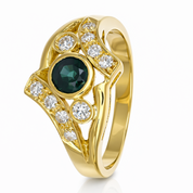 Anello - 18 carati Oro giallo - 0.64ct. tw. Zaffiro - Diamante