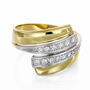 Anello - 18 carati Oro bianco, Oro giallo - 0.24ct. tw. Diamante (Naturale)
