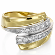 Anello - 18 carati Oro bianco, Oro giallo - 0.24ct. tw. Diamante (Naturale)