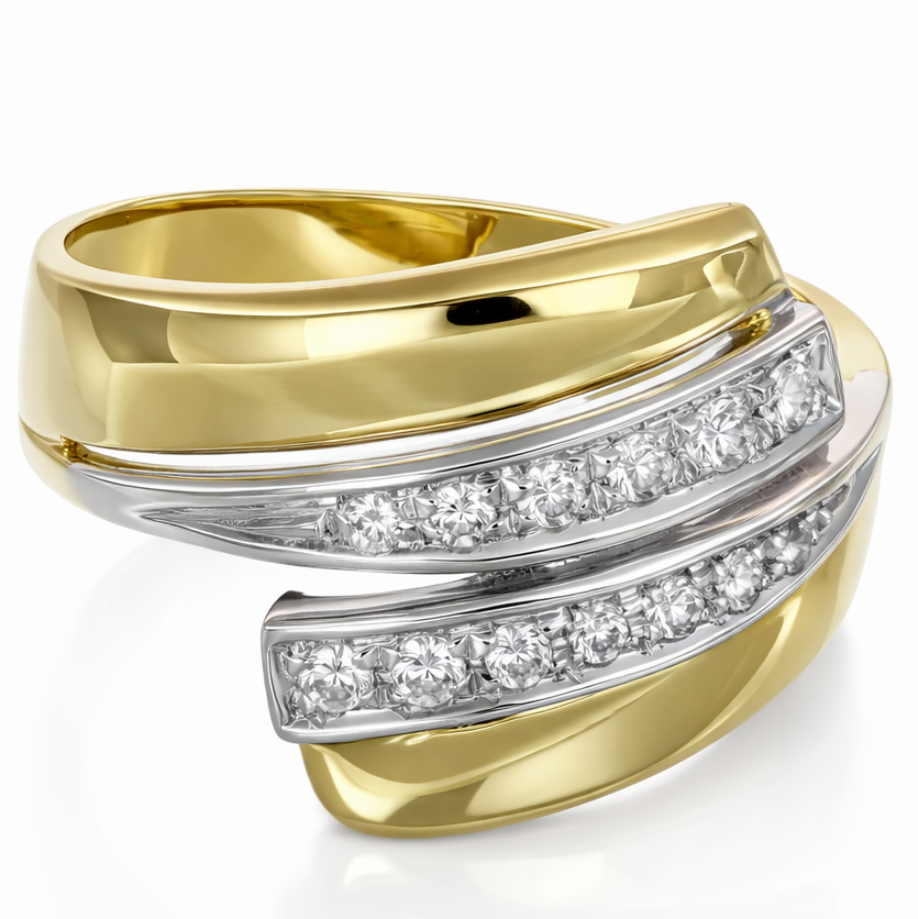 Anello - 18 carati Oro bianco, Oro giallo - 0.24ct. tw. Diamante (Naturale)