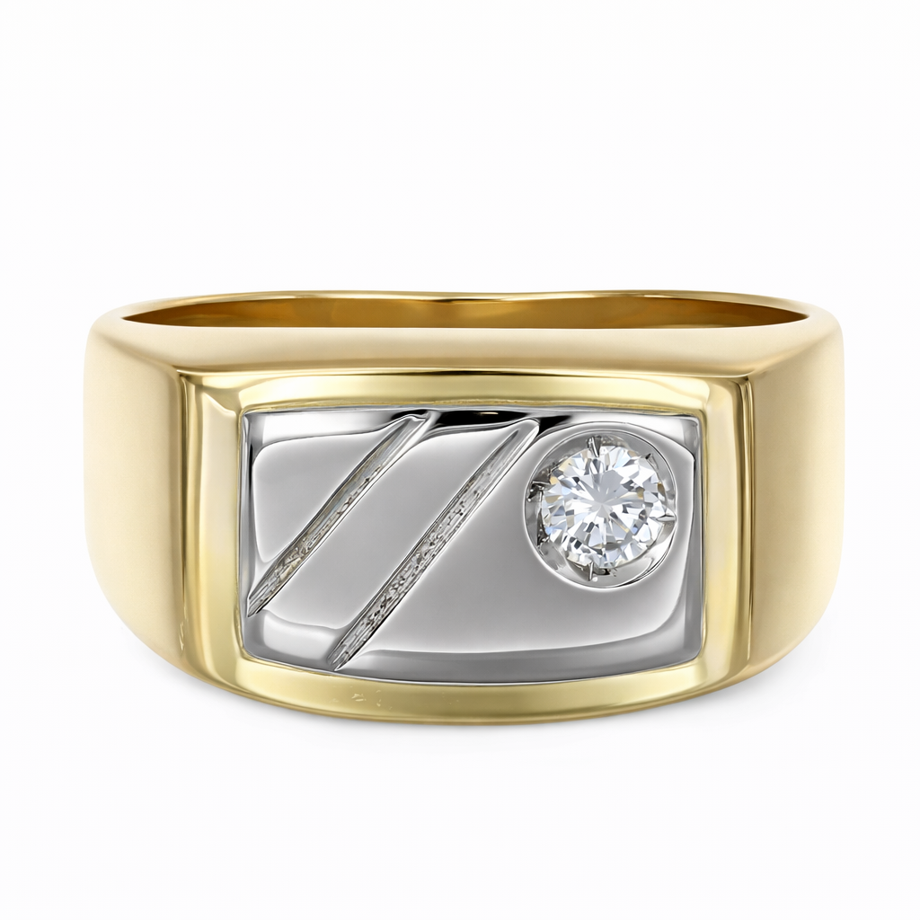 Anello - 18 carati Oro bianco, Oro giallo - 0.08ct. tw. Diamante (Naturale)