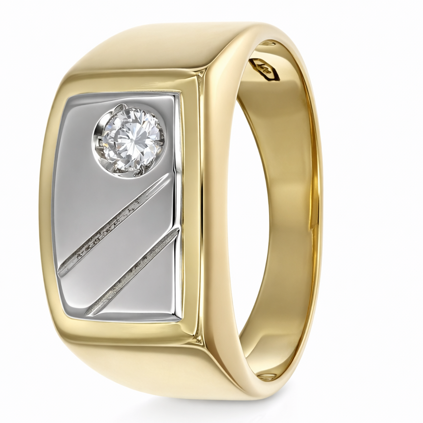 Anello - 18 carati Oro bianco, Oro giallo - 0.08ct. tw. Diamante (Naturale)