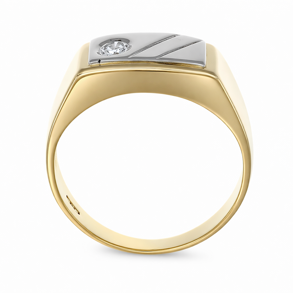 Anello - 18 carati Oro bianco, Oro giallo - 0.08ct. tw. Diamante (Naturale)