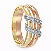 Anello - 18 carati Oro bianco, Oro giallo, Oro rosa - 0.08ct. tw. Diamante (Naturale)