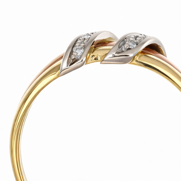 Anello - 18 carati Oro bianco, Oro giallo, Oro rosa - 0.08ct. tw. Diamante (Naturale)