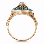 Anello - 18 carati Oro giallo, Argento, Ametista - Smeraldi- Diamanti - 1.07ct. tw.