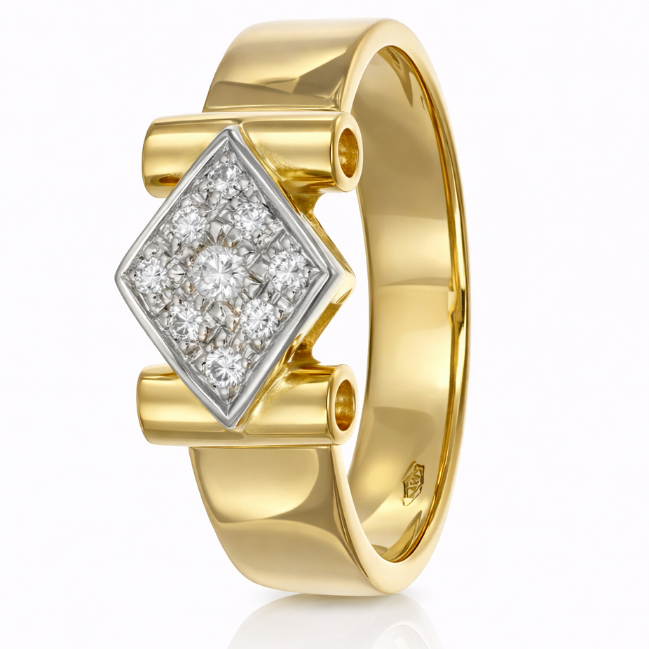 Anello - 18 carati Oro bianco, Oro giallo - 0.095ct. tw. Diamante (Naturale)